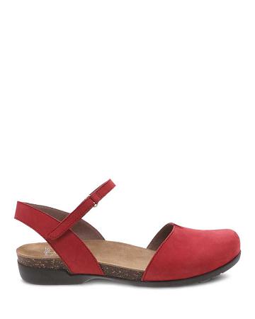 Flats Dansko Rowan Milled Nubuck Femme Rouge | FR 185WNB